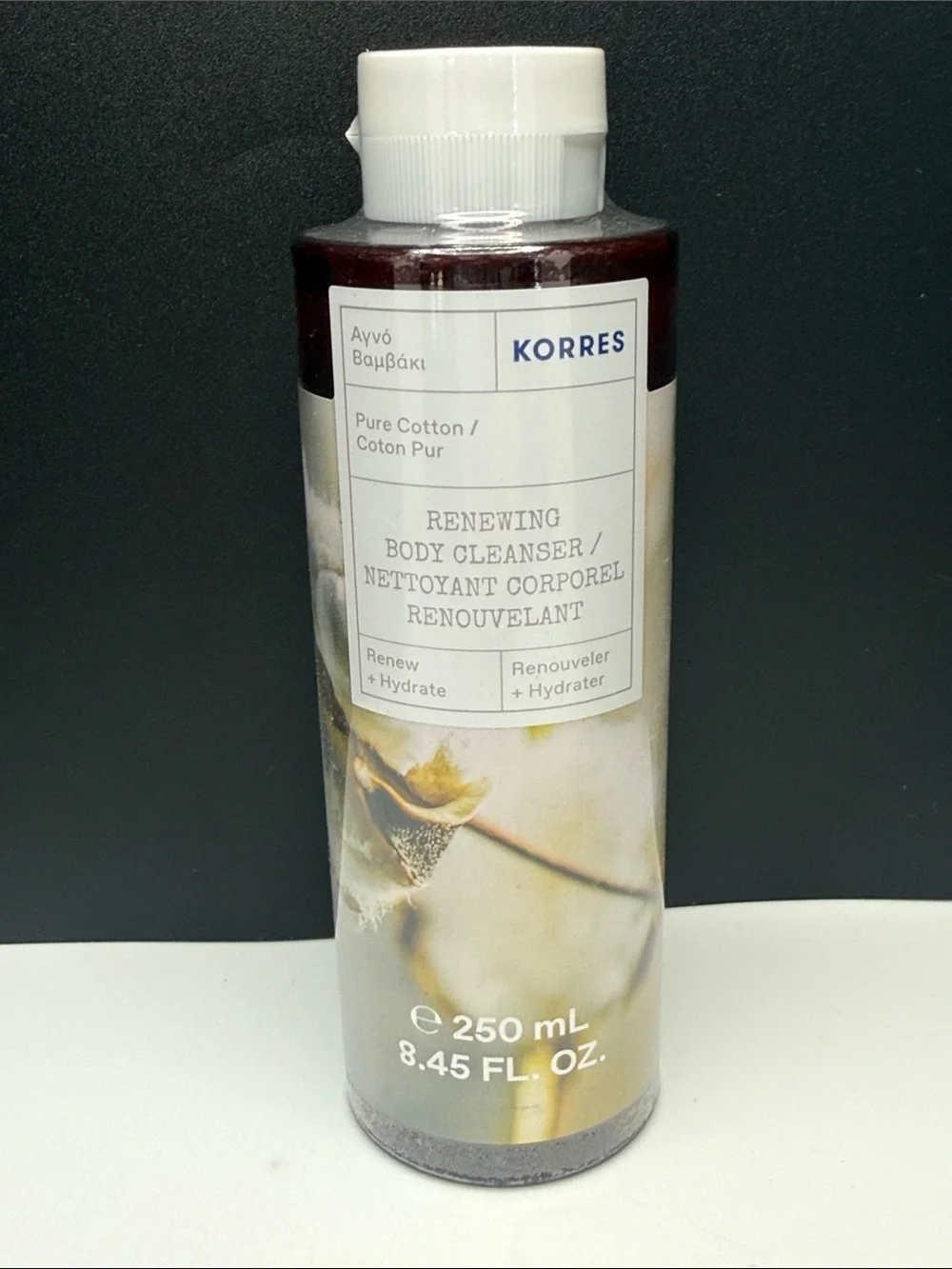 Korres PURE COTTON Renewing Body Cleanser |‎ NEW | Safety Sealed